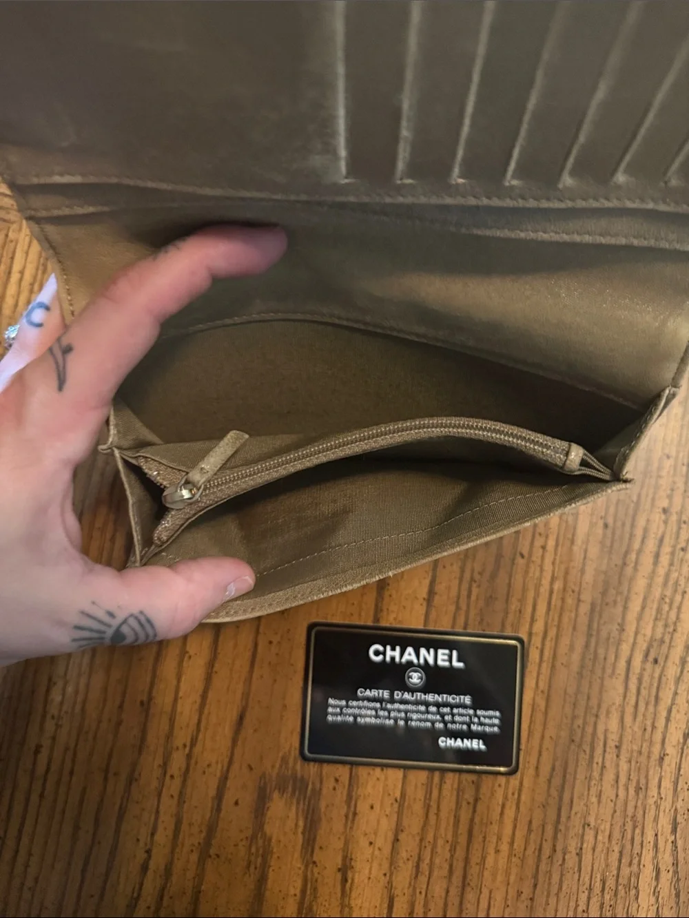 Chanel Quilted suede Wallet . Vintage tan